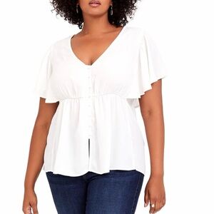 Torrid Women’s Georgette Flutter Sleeve Button-Down Blouse Plus Size 2